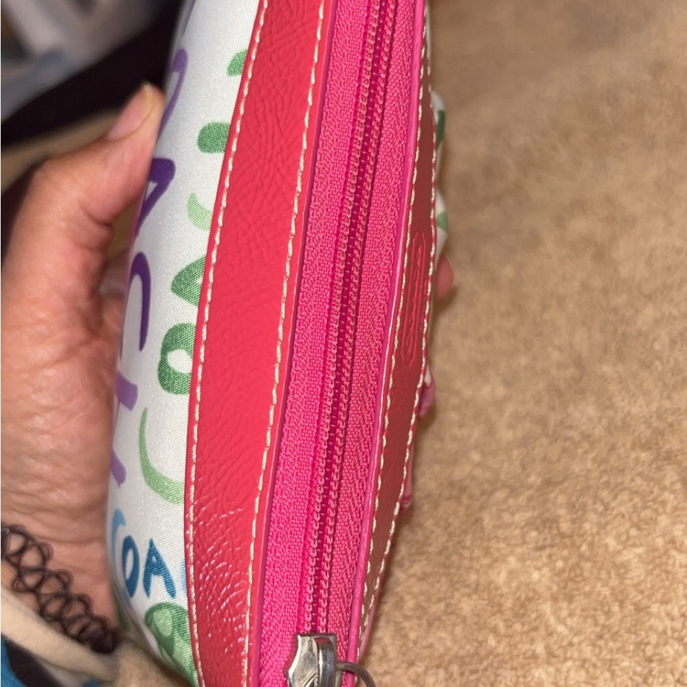 Coach Brand Floral Pink and Multicolor Pouch - Picture 7 of 9